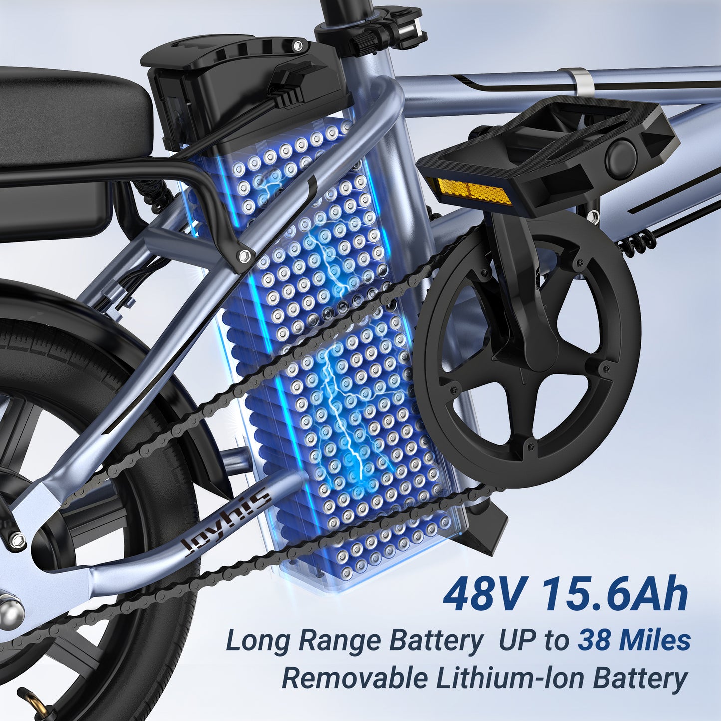 JOYHIS Electric Bike for Adults 500W Motor Foldable Bike for Adults and Teens, with 48V 10.4Ah Removable Lithium Battery--Recharge your phone in Phone Holder | Up to 28 Miles Range