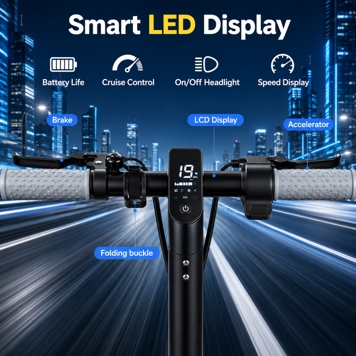 JOYHIS J078 Electric Scooter for Adults, 350W Motor, 19mph Speed, 8.5" Solid Tires, Max 21 Miles Range, Foldable Commuter E-Scooter