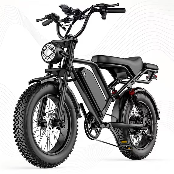 750W Electric Mountain Bike for Adults, 1500W Peak Motor, 20 MPH 20" x 4" Fat Tire E-Bike, 48V 18Ah Removable Battery, Up to 45 Miles, Full Suspension, 7-Speed, 2-Seater, UL2849 Certified