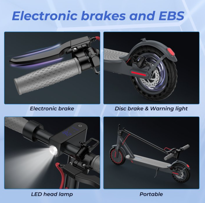 8.5" Solid Tires Electric Scooter , 350W Motor, Up to 19 MPH and 21-23 Miles Long-Range Portable Foldable Commuting Scooter for Adults with Double Braking System and App