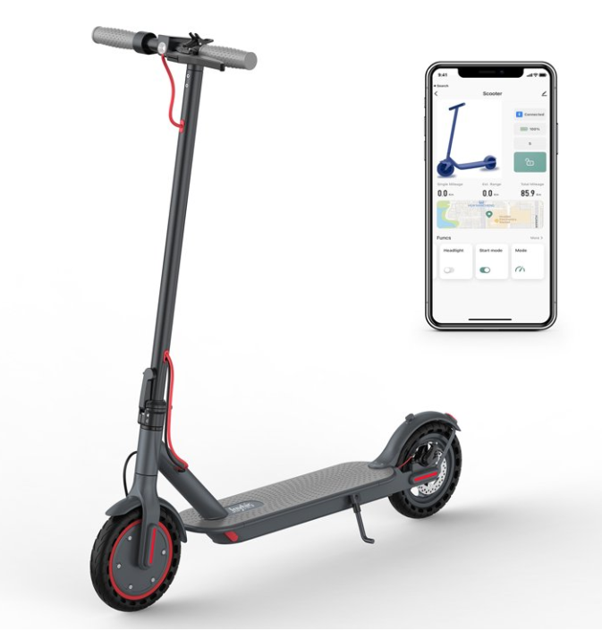 8.5" Solid Tires Electric Scooter , 350W Motor, Up to 19 MPH and 21-23 Miles Long-Range Portable Foldable Commuting Scooter for Adults with Double Braking System and App