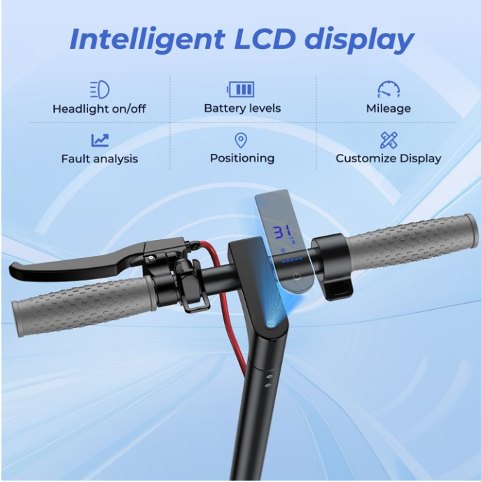 8.5" Solid Tires Electric Scooter , 350W Motor, Up to 19 MPH and 21-23 Miles Long-Range Portable Foldable Commuting Scooter for Adults with Double Braking System and App