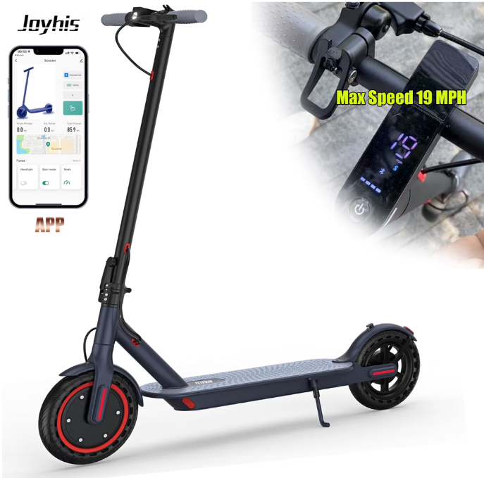 JOYHIS Classic Electric Scooter 8.5'' Tires Max 56 KM Range 350 Motor, Max 19 MPH Speed Dual Braking Folding Commuting E-Scooter