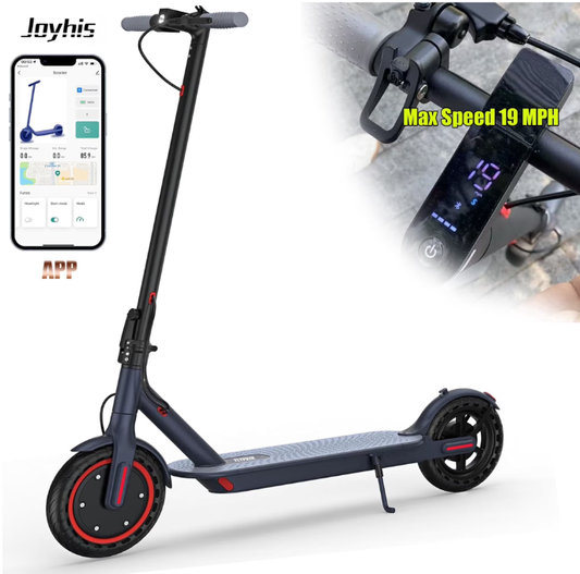 JOYHIS Classic Electric Scooter 8.5'' Tires Max 56 KM Range 350 Motor, Max 19 MPH Speed Dual Braking Folding Commuting E-Scooter