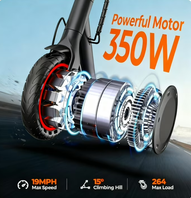 JOYHIS Classic Electric Scooter 8.5'' Tires Max 56 KM Range 350 Motor, Max 19 MPH Speed Dual Braking Folding Commuting E-Scooter