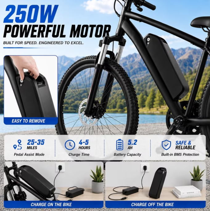 Electric Bike for Adults, 26'' Up to 50 Miles 20MPH Electric Mountain Bike with 48V Removable Battery 500W Motor UL2849 Class 2 (Blue)