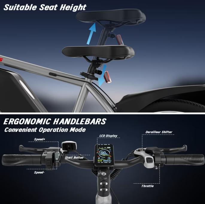 Electric Bike for Adults, 26'' Up to 50 Miles 20MPH Electric Mountain Bike with 48V Removable Battery 500W Motor UL2849 Class 2 (Blue)